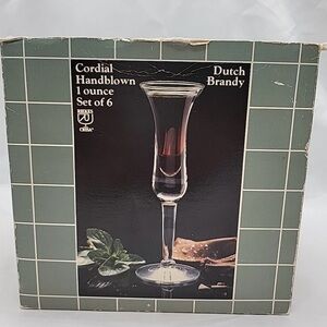 Vintage Riekes Crisa Cordial Handblown 1 Ounce Set Of 6 Dutch Brandy Glasses